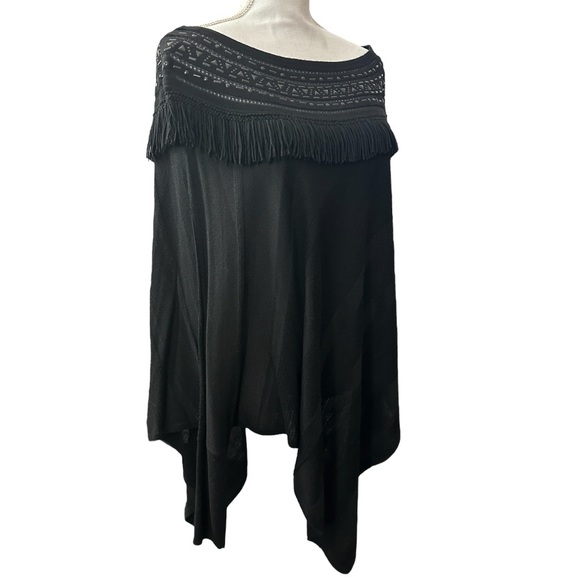 White House Black Market Sweaters - WHBM Beaded Tassel Poncho
